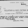 Tillotson & son ltd. 4 TLS, 1 LS, postcard and telegram to A. P. Watt & son. Relate to Sir Henry Rider Haggard and Wilkie Collins 1884 Nov. 27 - 1887 May 24