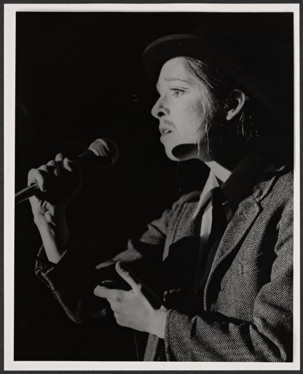 Reader at a microphone from The Bar that Never Closes, November 18, 1972