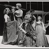 Standing (left to right): Caroline McWilliams, Munson Hicks, Jill Choder, and Armand Assante. Seated (left to right): Virginia Vestoff, Richard Bauer and D’Jamin Bartlett in Boccaccio, 1975 Sept.