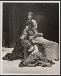 Top to bottom: Jill Choder, Michael Zaslow, Caroline McWilliams, Virginia Vestoff, and D'Jamin Bartlett in Boccaccio, 1975 Sept.