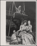 On platform: D'Jamin Bartlett and Armand Assante; Standing: Richard Bauer, Michael Zaslow, and Caroline McWilliams in Boccaccio, 1975 Sept.