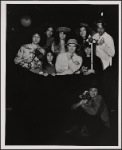 Barry Primus (sitting on floor) and clockwise from left: Steve Menken, Denise Delapenha, Mary Delson, Jessica Harper, George McGrath, Amy Taubin, Robert Schlee, and Jackie Paris in Doctor Selavy's Magic Theatre, 1972 Dec.