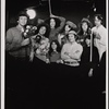Front row: Barry Primus, Steve Menken, Jackie Paris, Robert Schlee and Amy Taubin; Back row: Denise Delapenha, Mary Delson, Jessica Harper, and George McGrath in Doctor Selavy's Magic Theatre, 1972 Dec.