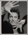 Jeremy Brett in publicity photo for the touring stage production of the 1977-80 revival of Dracula, sets by Edward Gorey