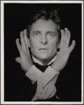 Publicity still of Jeremy Brett from the touring production of the 1977-80 revival of Dracula, sets by Edward Gorey