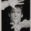 Jeremy Brett in publicity photo for the touring stage production of the 1977-80 revival of Dracula, sets by Edward Gorey