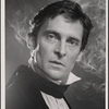 Jeremy Brett in publicity photo for the touring stage production of the 1977-80 revival of Dracula, sets by Edward Gorey