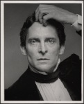 Jeremy Brett in publicity still from the touring production of the 1977-80 revival of Dracula, sets by Edward Gorey