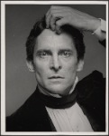 Jeremy Brett in publicity photo for the touring stage production of the 1977-80 revival of Dracula, sets by Edward Gorey