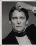 Jeremy Brett in publicity photo for the touring stage production of the 1977-80 revival of Dracula, sets by Edward Gorey