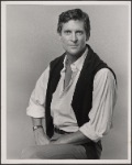 Jeremy Brett in publicity photo for the touring stage production of the 1977-80 revival of Dracula, sets by Edward Gorey