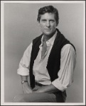 Jeremy Brett in publicity photo for the touring stage production of the 1977-80 revival of Dracula, sets by Edward Gorey