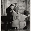 Jeremy Brett [foreground], Margaret Whitton [foreground] and Nick Stannard in the touring stage production of the 1977-80 revival of Dracula, sets by Edward Gorey