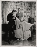 Jeremy Brett [foreground], Margaret Whitton [foreground] and Nick Stannard in the touring stage production of the 1977-80 revival of Dracula, sets by Edward Gorey
