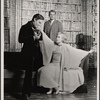 Jeremy Brett [foreground], Margaret Whitton [foreground] and Nick Stannard in the touring production of the 1977-80 revival of Dracula, sets by Edward Gorey