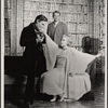 Jeremy Brett [foreground], Margaret Whitton [foreground] and Nick Stannard in the touring stage production of the 1977-80 revival of Dracula, sets by Edward Gorey