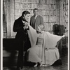 Jeremy Brett [foreground], Margaret Whitton [foreground] and Nick Stannard in the touring stage production of the 1977-80 revival of Dracula, sets by Edward Gorey