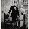 Jeremy Brett and Dalton Dearborn in the touring stage production of the 1977-80 revival of Dracula, sets by Edward Gorey