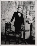 Jeremy Brett and Dalton Dearborn in the touring stage production of the 1977-80 revival of Dracula, sets by Edward Gorey