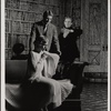 Margaret Whitton, Nick Stannard and Jeremy Brett in the touring stage production of the 1977-80 revival of Dracula, sets by Edward Gorey