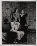 Margaret Whitton, Nick Stannard and Jeremy Brett in the touring stage production of the 1977-80 revival of Dracula, sets by Edward Gorey