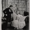 Jeremy Brett [foreground], Margaret Whitton [foreground] and Nick Stannard in the touring stage production of the 1977-80 revival of Dracula, sets by Edward Gorey