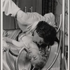 Raul Julia and Valerie Mahaffey in the 1977-80 Broadway revival of Dracula, sets by Edward Gorey