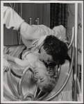 Raul Julia and Valerie Mahaffey in the 1977-80 Broadway revival of Dracula, sets by Edward Gorey