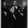 Raul Julia, Alan Coates, Jerome Dempsey and Dillon Evans in the 1977-80 Broadway revival of Dracula, sets by Edward Gorey