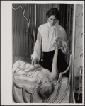 Valerie Mahaffey and Raul Julia in the 1977-80 Broadway revival of Dracula, sets by Edward Gorey