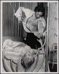 Valerie Mahaffey and Raul Julia in the 1977-80 Broadway revival of Dracula, sets by Edward Gorey