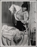 Valerie Mahaffey and Raul Julia in the 1977-80 Broadway revival of Dracula, sets by Edward Gorey