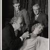 Jerome Dempsey, Valerie Mahaffey, Alan Coates and Dillon Evans in the 1977-80 Broadway revival of Dracula, sets by Edward Gorey