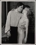 Raul Julia and Valerie Mahaffey in the 1977-80 Broadway revival of Dracula, sets by Edward Gorey