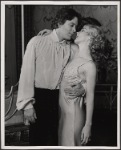 Raul Julia and Valerie Mahaffey in the 1977-80 Broadway revival of Dracula, sets by Edward Gorey