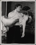 Raul Julia and Valerie Mahaffey in the 1977-80 Broadway revival of Dracula, sets by Edward Gorey