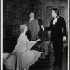 Valerie Mahaffey, Alan Coates and Raul Julia in the 1977-80 Broadway revival of Dracula, sets by Edward Gorey