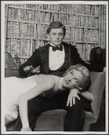 Alan Coates [seated] and Valerie Mahaffey in the 1977-80 Broadway revival of Dracula, sets by Edward Gorey