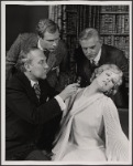 Peter Walker, Alan Coates, Dillon Evans and Valerie Mahaffey in the 1977-80 Broadway revival of Dracula, sets by Edward Gorey