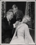 Peter Walker, Alan Coates and Valerie Mahaffey in the 1977-80 Broadway revival of Dracula, sets by Edward Gorey