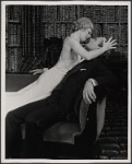 Lauren Thompson and Alan Coates in the 1977-80 Broadway revival of Dracula, sets by Edward Gorey