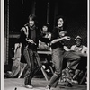 Foreground: David Haskell and Stephen Nathan; background: Jeffrey Mylett and Lamar Alford in Godspell