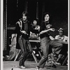 Foreground: David Haskell and Stephen Nathan; background: Jeffrey Mylett and Lamar Alford in Godspell
