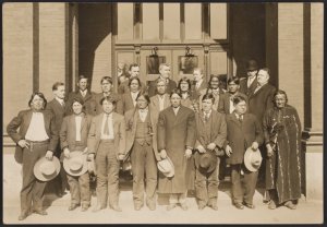 Fifteen Pueblo Indians who are in Washington in aim to keep the firewater out of their territory  in the state of New Mexico. Washington Society Ladies. American Society Ladies no. 3