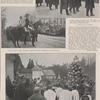 Les funérailles de Victorien Sardou. [From top to bottom]: De gauche à droite, au premier rang : MM. Henri Lavedan, Albert Vandal, Thureau-Dangin ; au second ran; MM. de Ségure et Maurice Donnay ; A Paris, devant la maison mortuaire: le général Virvaire, commandant le service d'honneur ; A Marly-le-Roi : l'absolute au cimetière. (A la gauche du prêtre, MM. Pierre et Jean Sardou, Mme la marquise et M. Robert de Flers, M. André Sardou.)