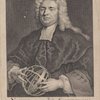 Nicholas Saunderson LLD. Lucasian Professor of Mathematiks in the University of Cambridge. Died 19 Ap. 1739 aged 56