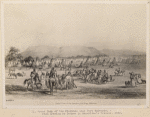 Great Camp of the Piekanns near Fort McKenzie. - from drawing by Bodmer in Maximillian's Travels, 1883