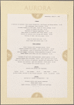 Dinner menu, Aurora
