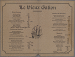 Dinner menu, Le Vieux Galion