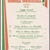 Dinner menu, Comida Mexicana